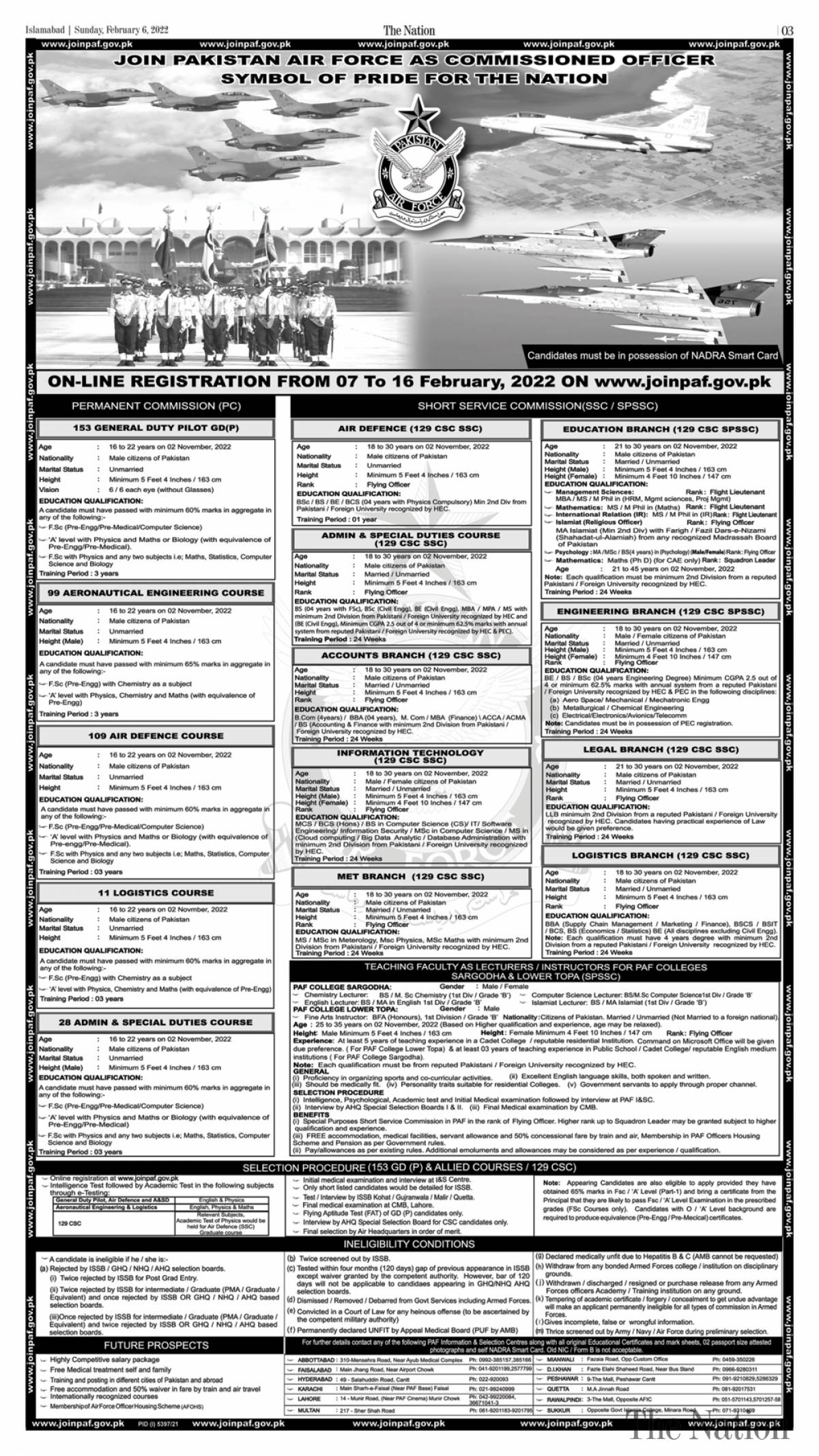 PAF Jobs 2022 for MS MPhil MBA MA MSc BS in Education Branch apply online joinpaf.gov.pk