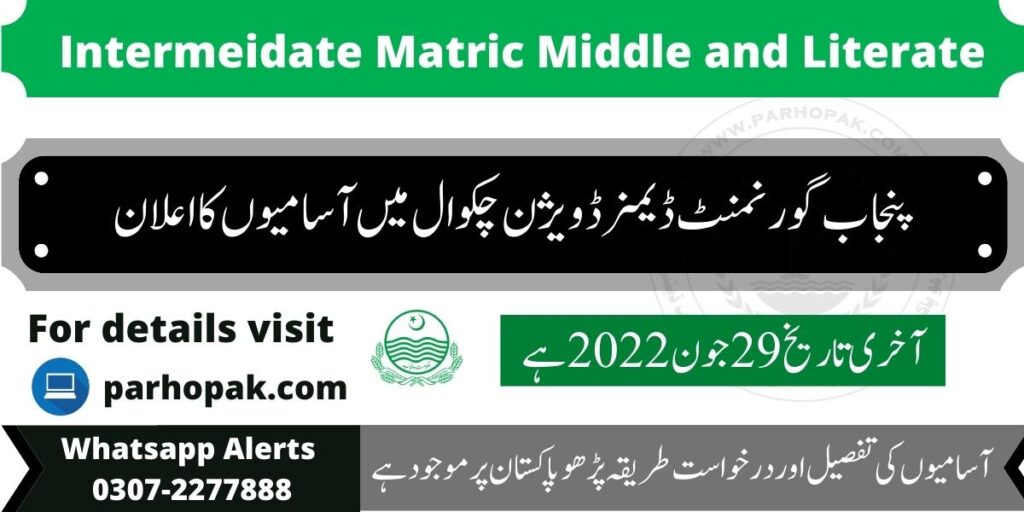 Punjab Dames Division Jobs 2022 Advertisement
