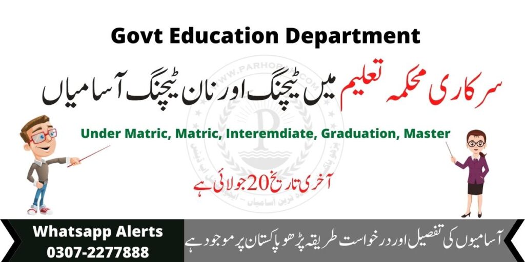 Govt Education Department Jobs 2022 for Teaching and Non Teaching Staff