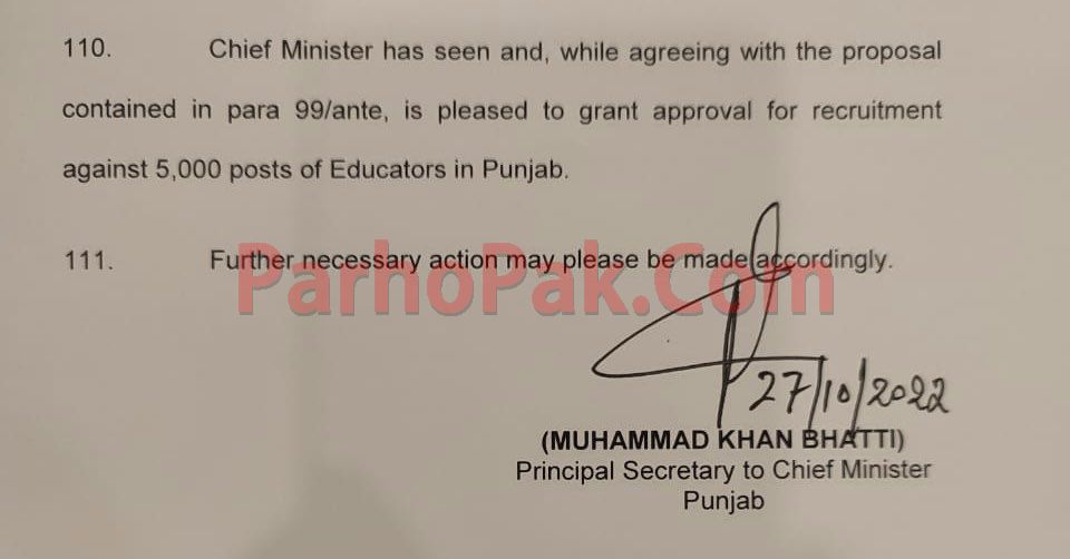 5000 Educators Jobs in Punjab 2022