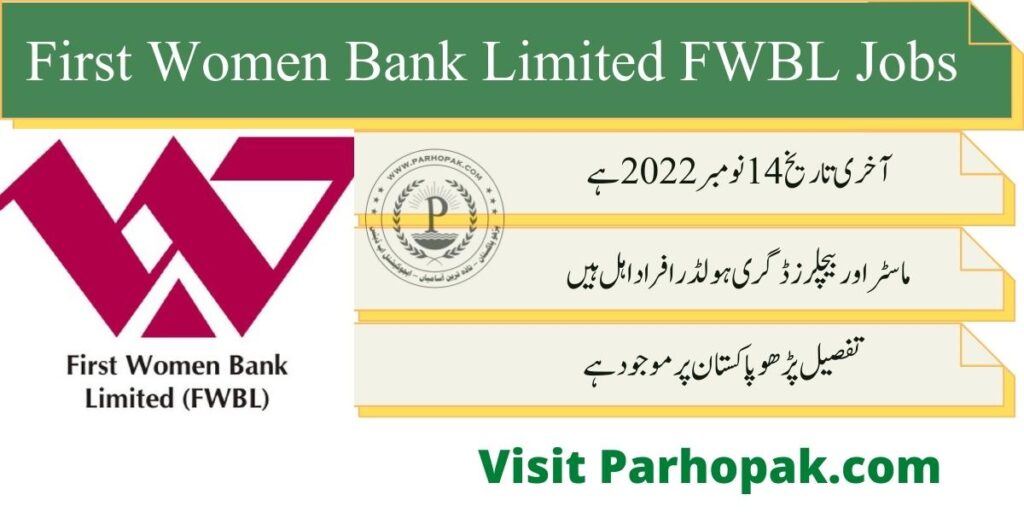 First Women Bank Limited FWBL Jobs 2022 Apply Online