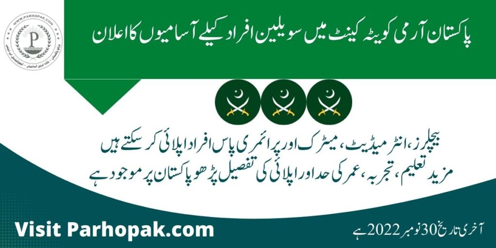 Pakistan Army Civilian Jobs 2022 Quetta Cantt