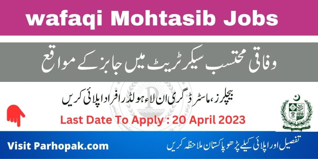 Wafaqi Mohtasib Secretariat FOSPAH Jobs 2023