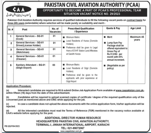 PCAA Cook Driver Cleaner Watchman and Sanitary Attendant Jobs 2023