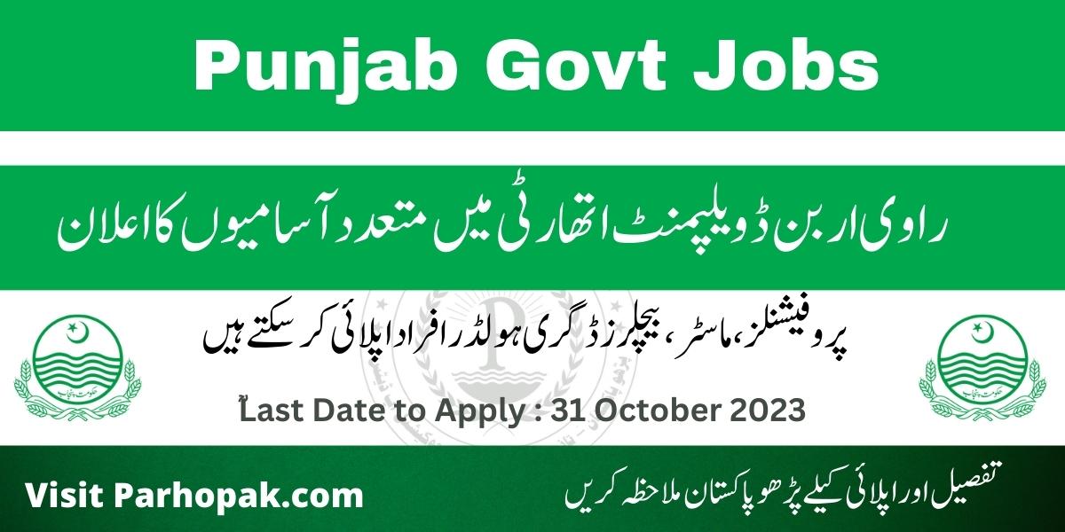 Ravi Urban Development Authority RUDA Punjab Govt Jobs 2023 Ravi urban development authority ruda punjab govt jobs 2023
