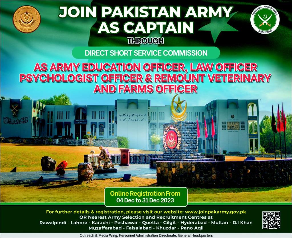 Join Pakistan Army as Captain 2023 DSSC Apply Online 