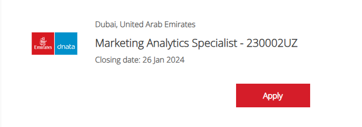 Emirates Airline Marketing Analytics Specialist - Apply Online at Emirates Careers