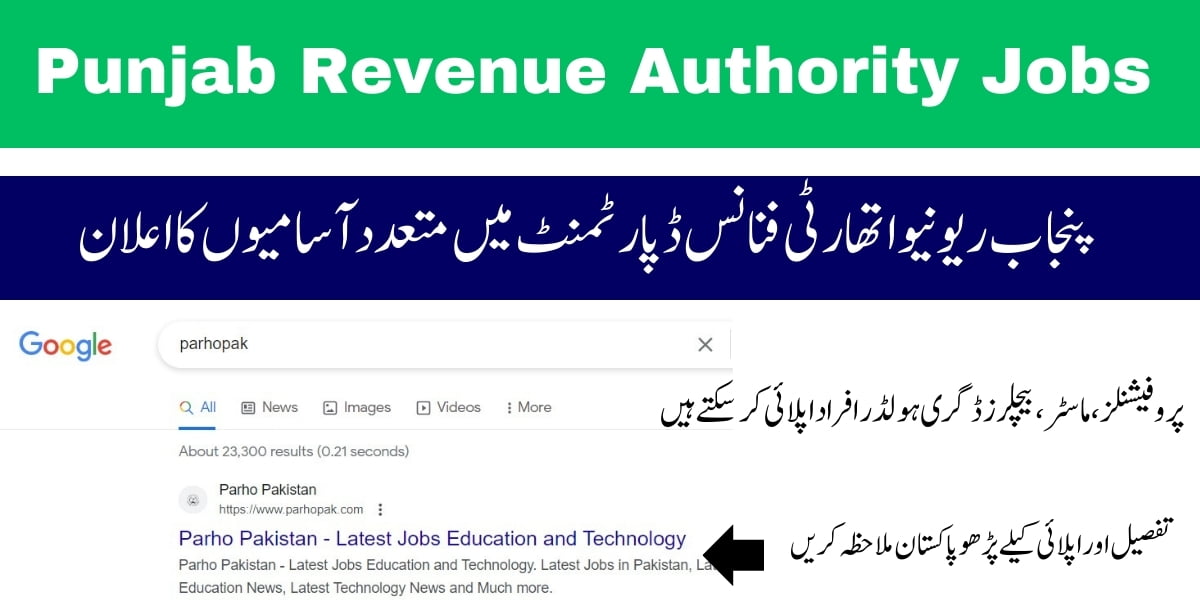 Punjab Revenue Authority Finance Department Audit Officer Jobs 2024